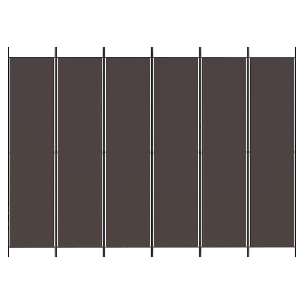 6-Panel Room Divider Brown 300x220 cm Fabric