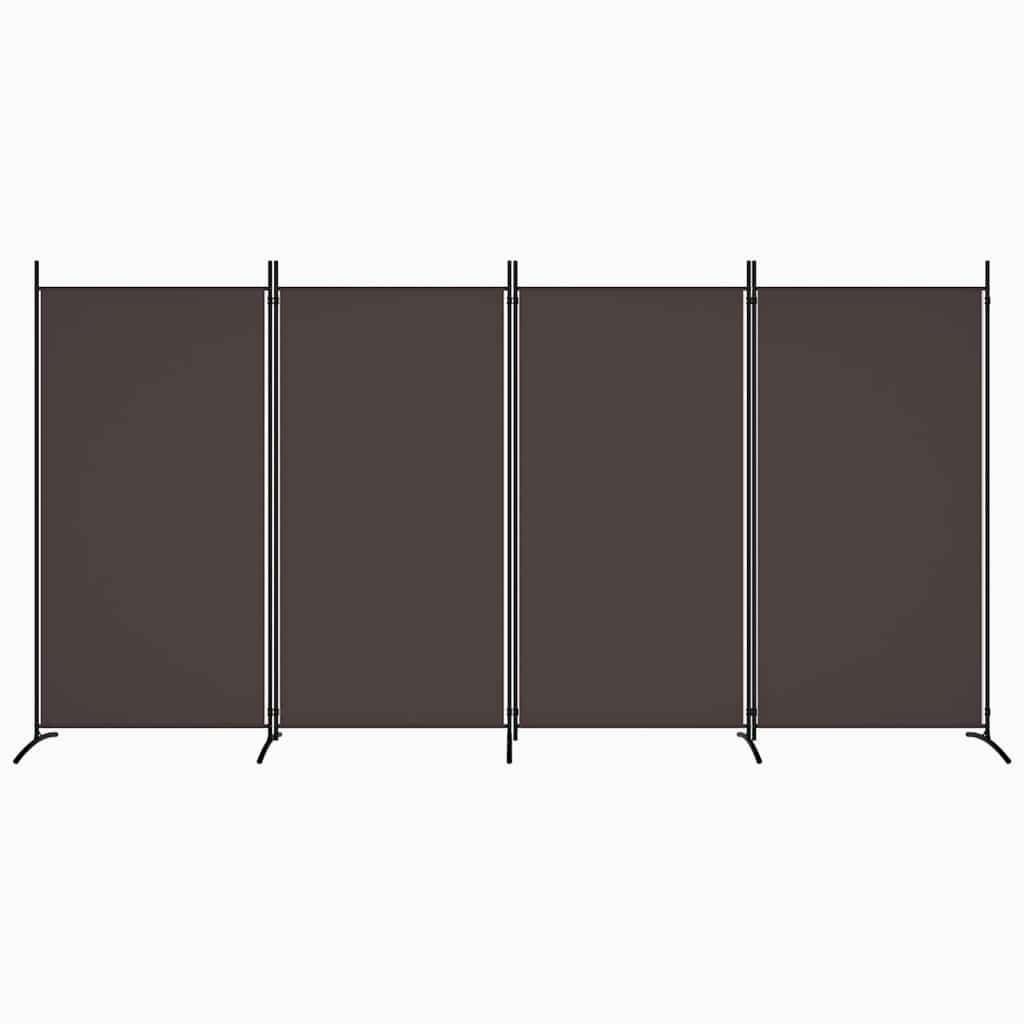 4-Panel Room Divider Brown 346x180 cm Fabric