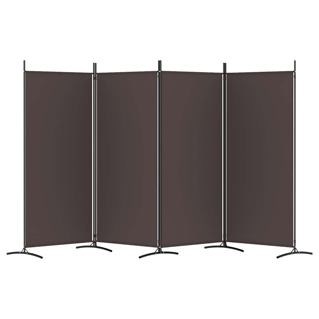 4-Panel Room Divider Brown 346x180 cm Fabric