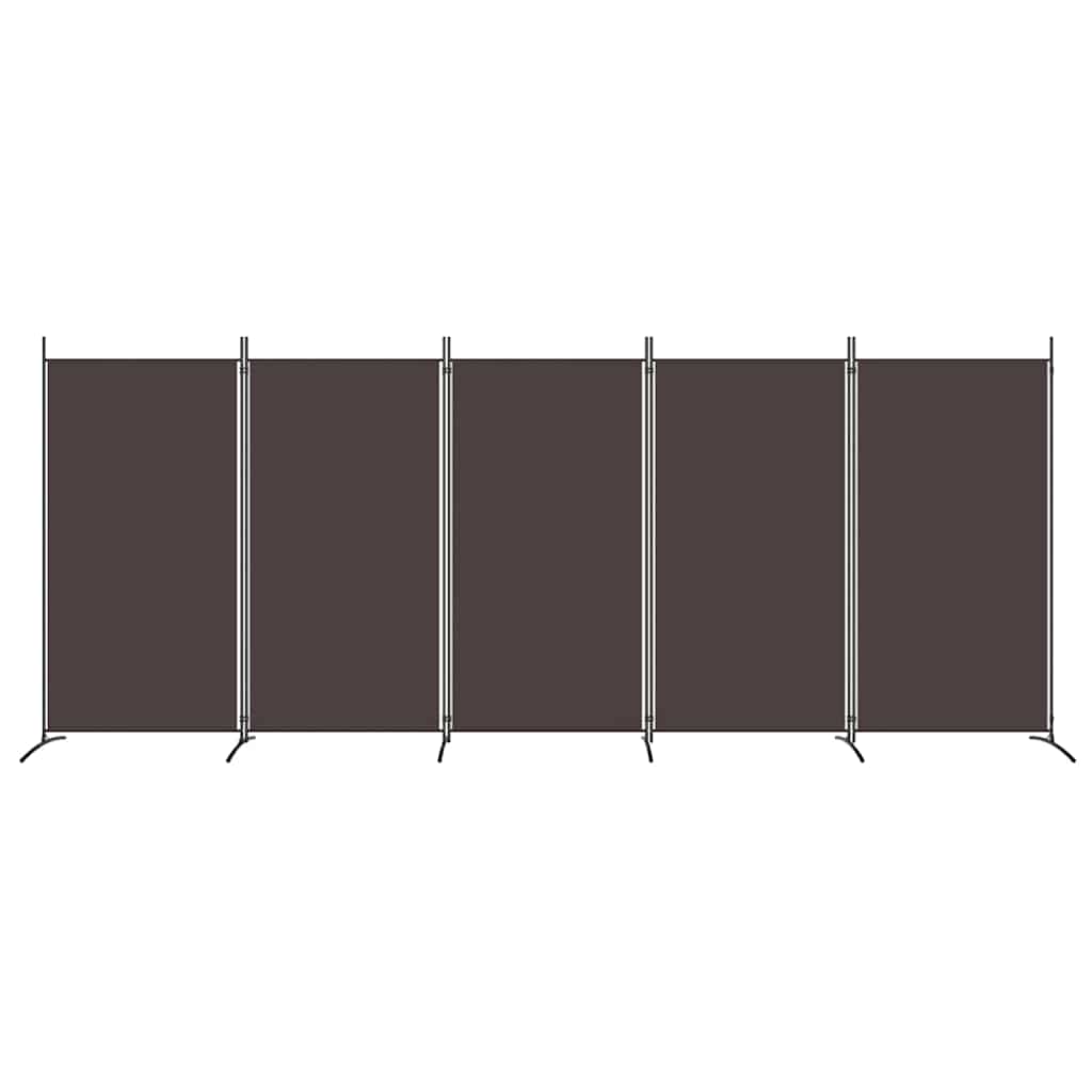 5-Panel Room Divider Brown 433x180 cm Fabric