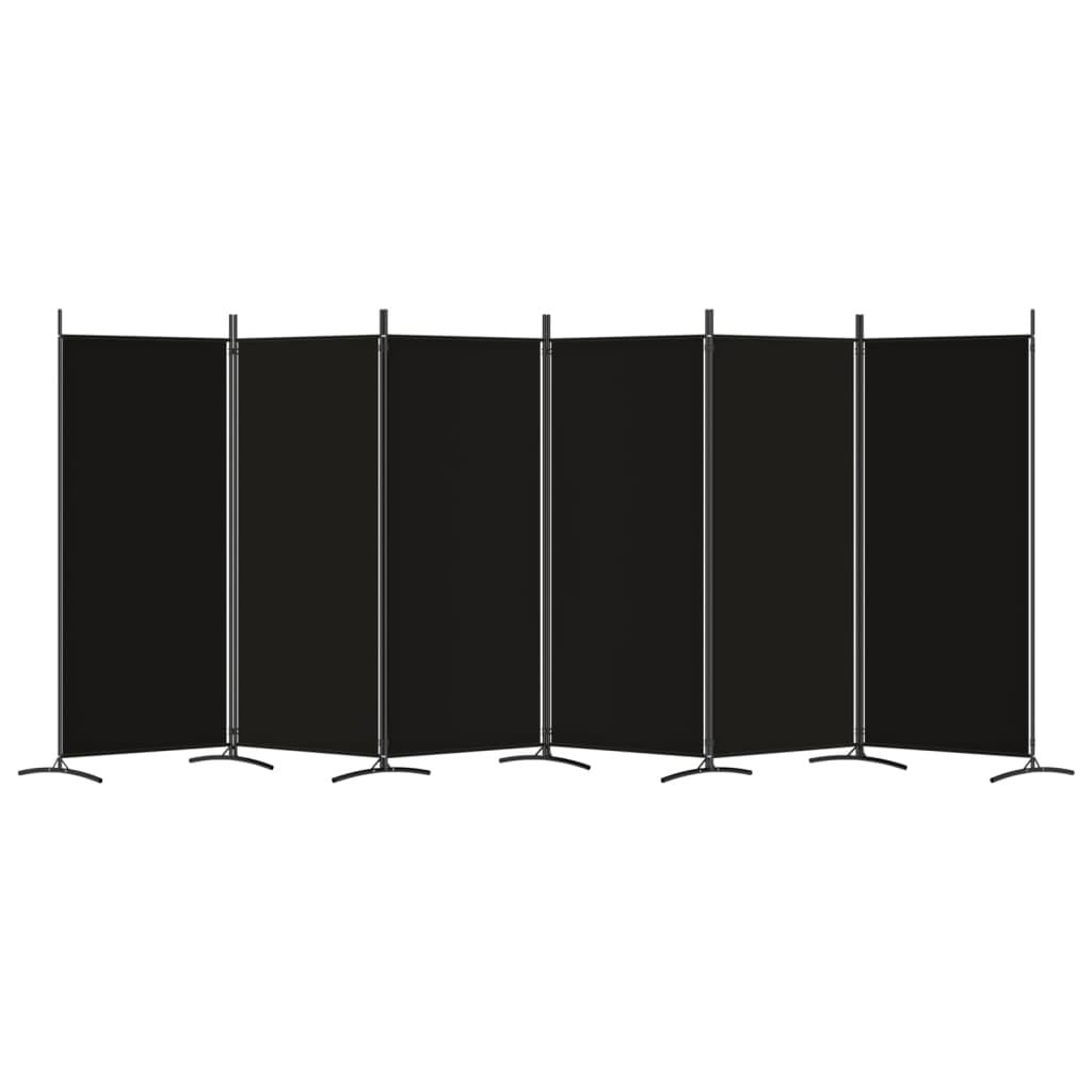 6-Panel Room Divider Black 520x180 cm Fabric
