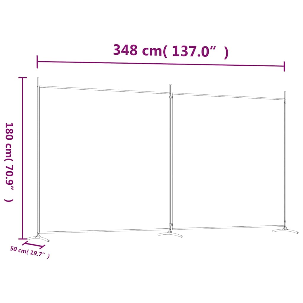 2-Panel Room Divider Brown 348x180 cm Fabric