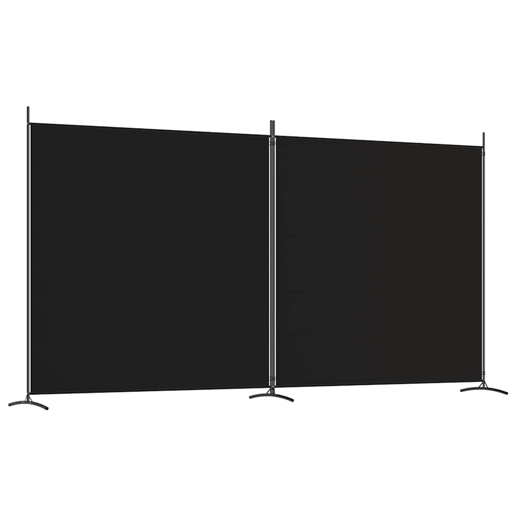 2-Panel Room Divider Black 348x180 cm Fabric