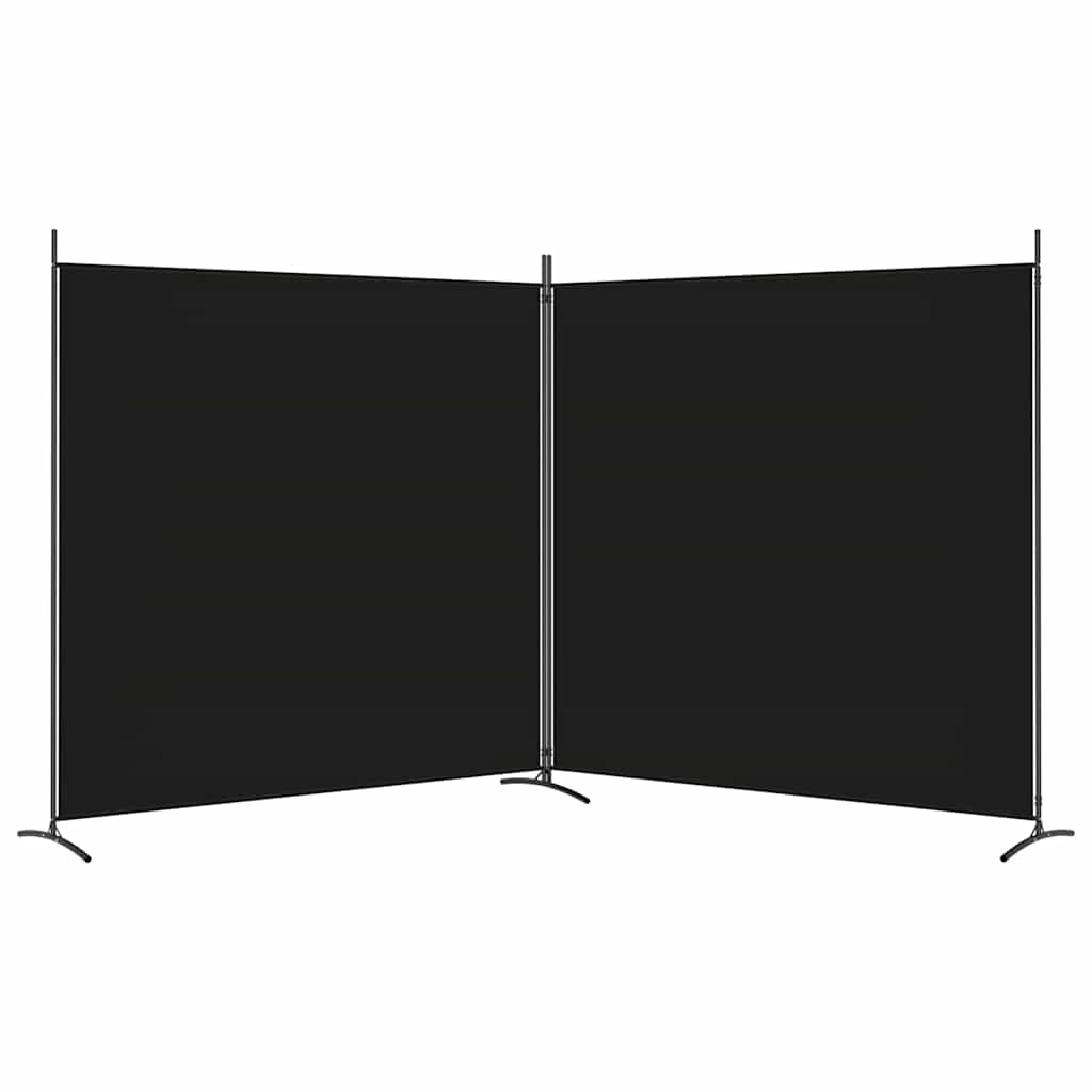 2-Panel Room Divider Black 348x180 cm Fabric