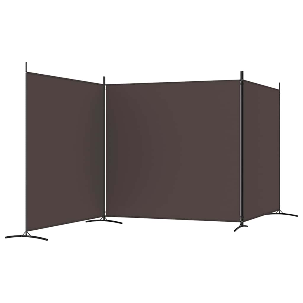 3-Panel Room Divider Brown 525x180 cm Fabric
