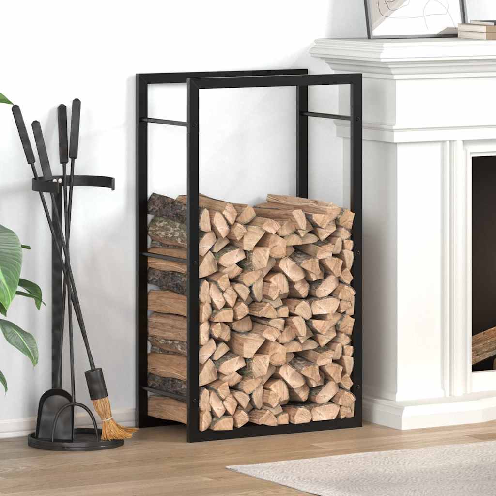 Firewood Rack Matt Black 50x28x94 cm Steel