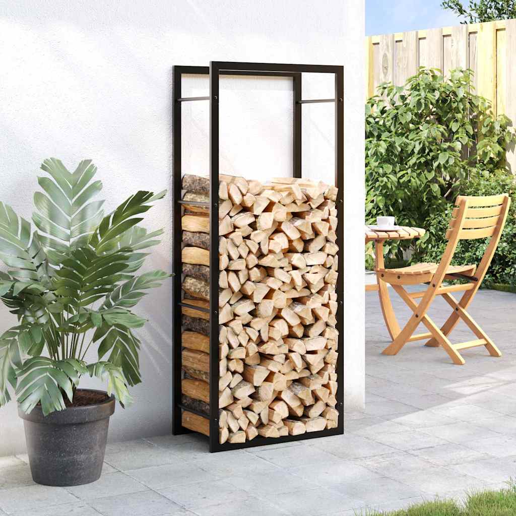 Firewood Rack Matt Black 50x28x132 cm Steel
