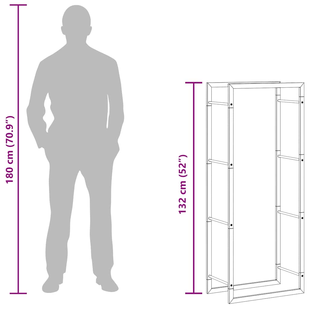Firewood Rack Matt Black 50x28x132 cm Steel