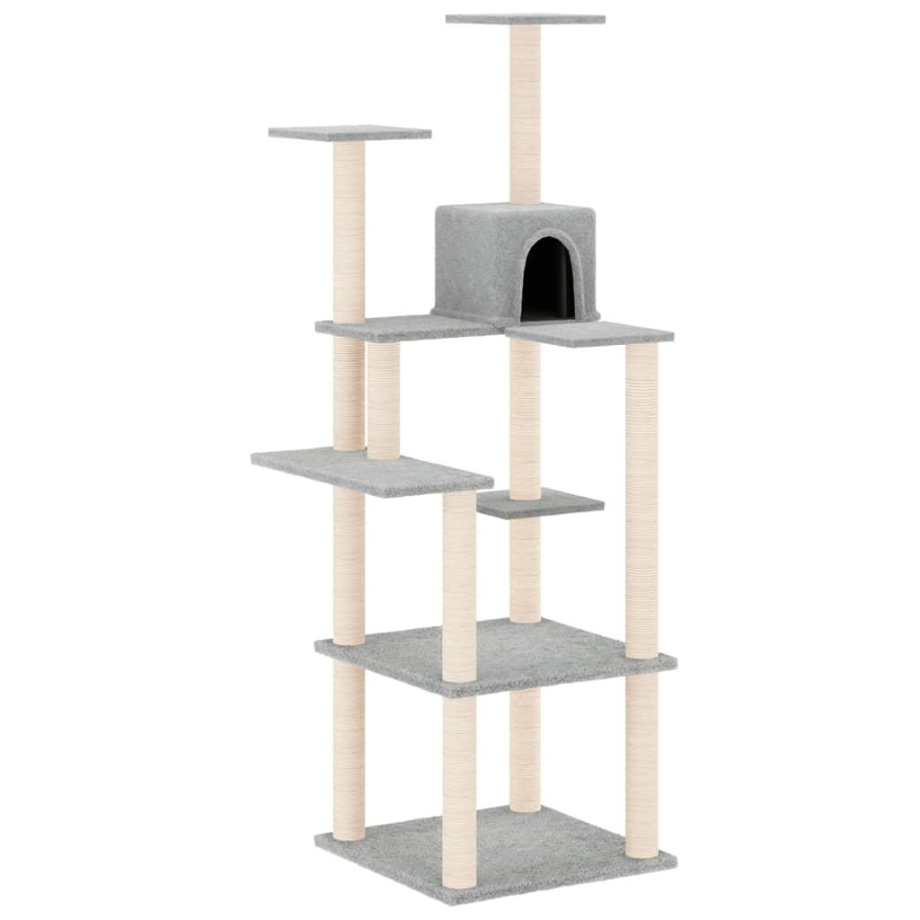 Cat Tree with Sisal Scratching Posts Light Grey 153 cm