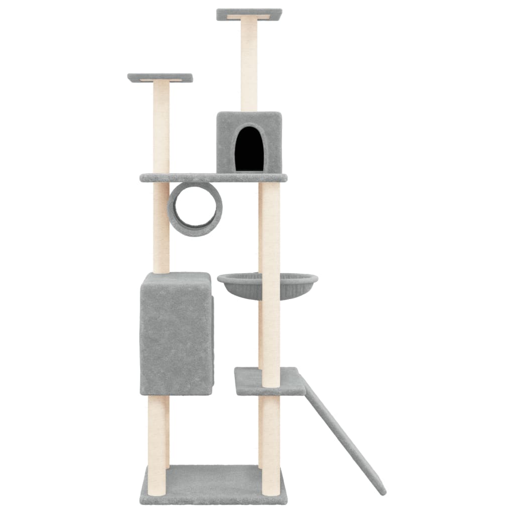 Cat Tree with Sisal Scratching Posts Light Grey 168 cm