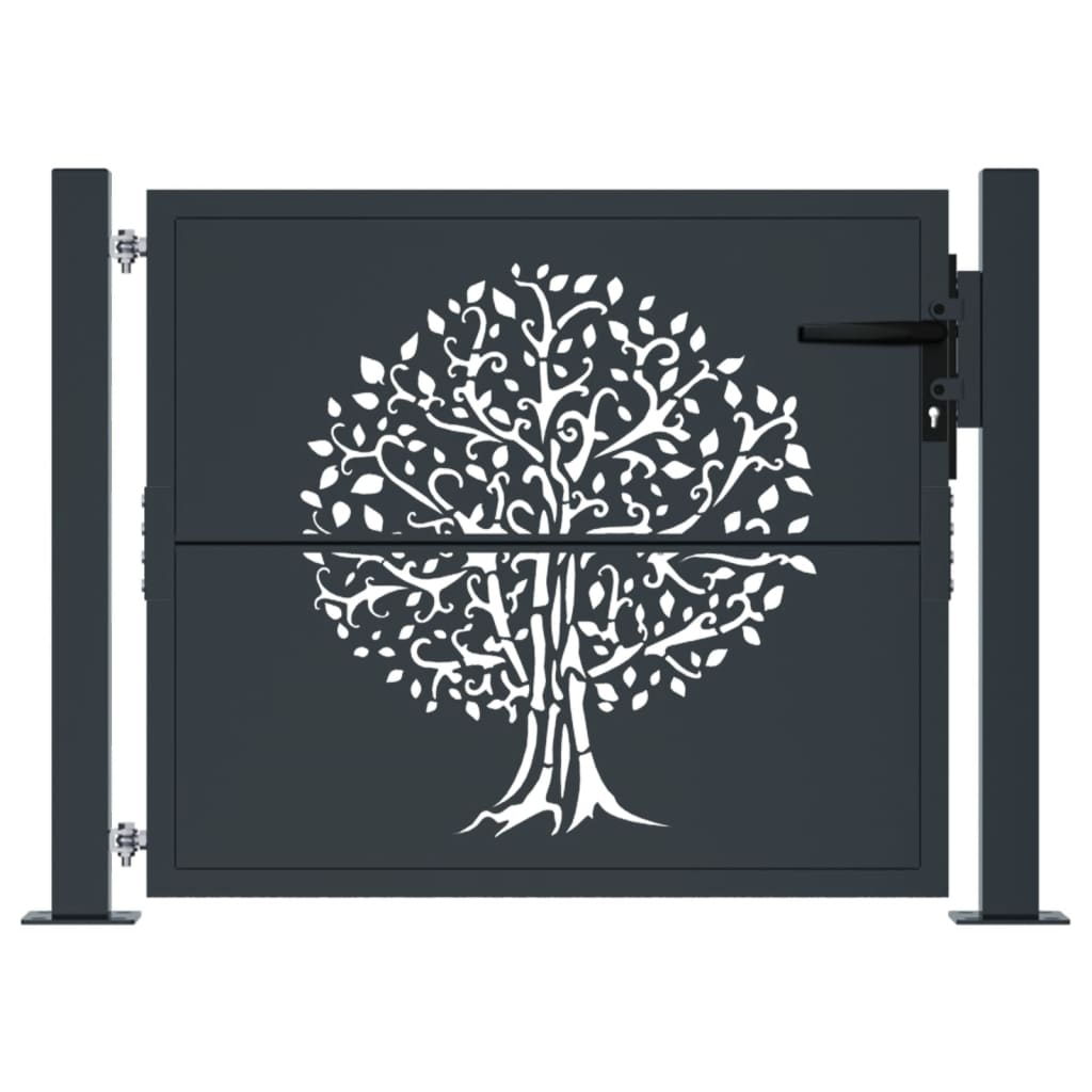 Garden Gate Anthracite 105x80 cm Steel Tree Design