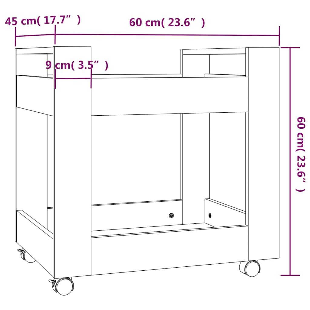 Desk Trolley High Gloss White 60x45x60 cm Engineered Wood