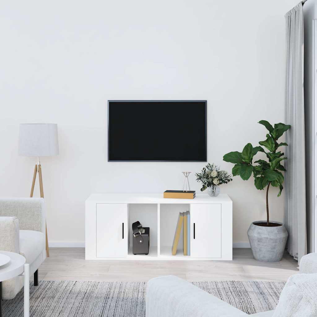 TV Cabinet White 100x35x40 cm Engineered Wood