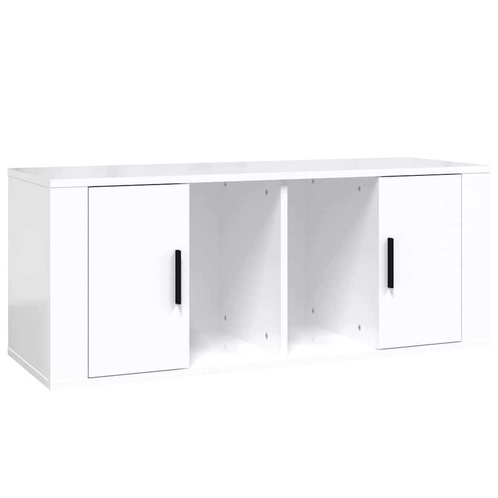 TV Cabinet High Gloss White 100x35x40 cm Engineered Wood