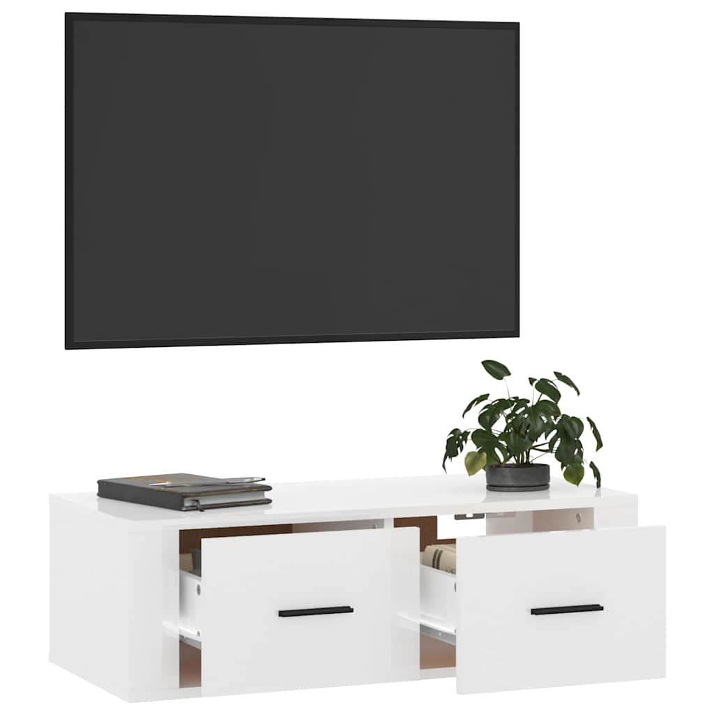 Hanging TV Cabinet High Gloss White 80x36x25 cm Engineered Wood