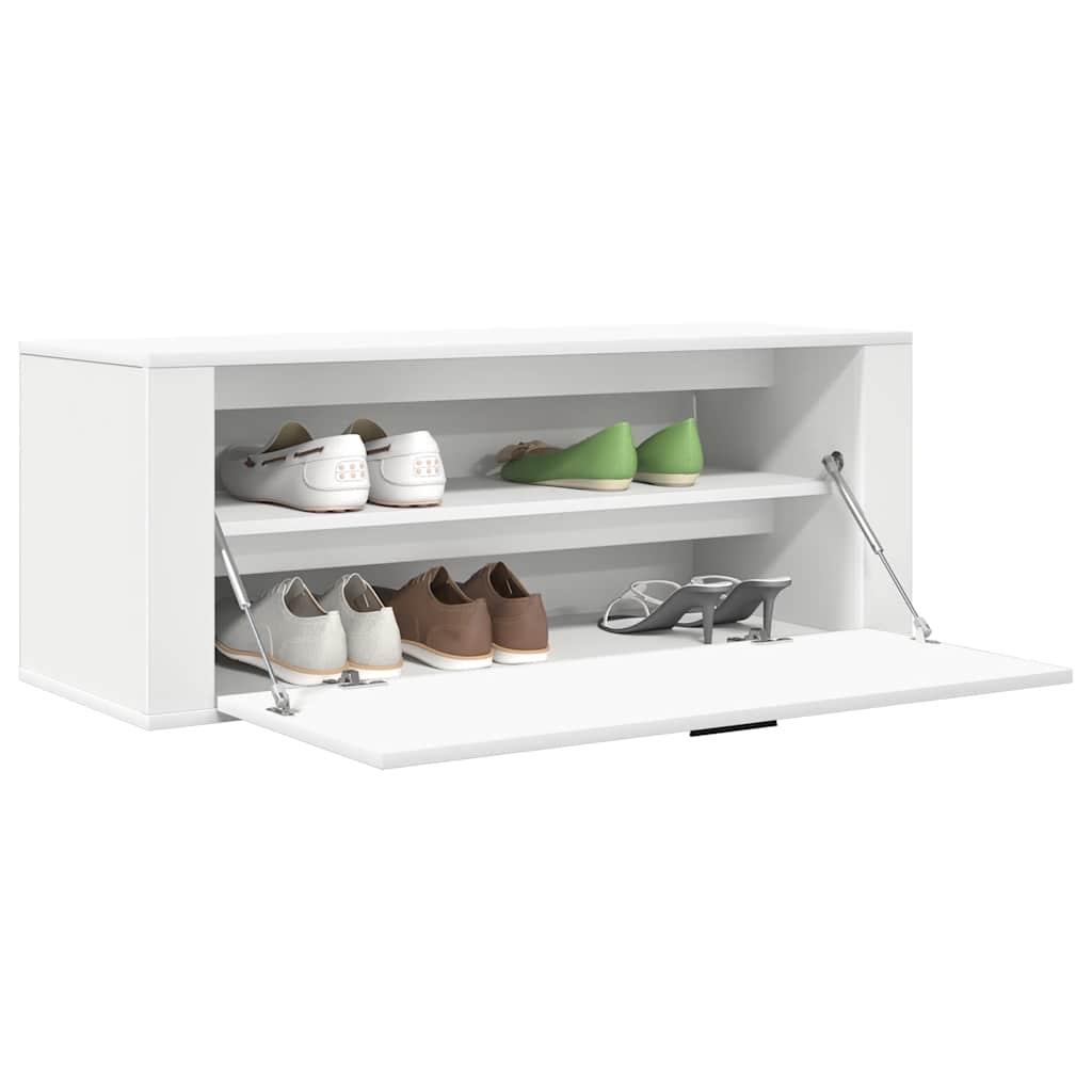 Wall Shoe Cabinet White 100x35x38 cm Engineered Wood