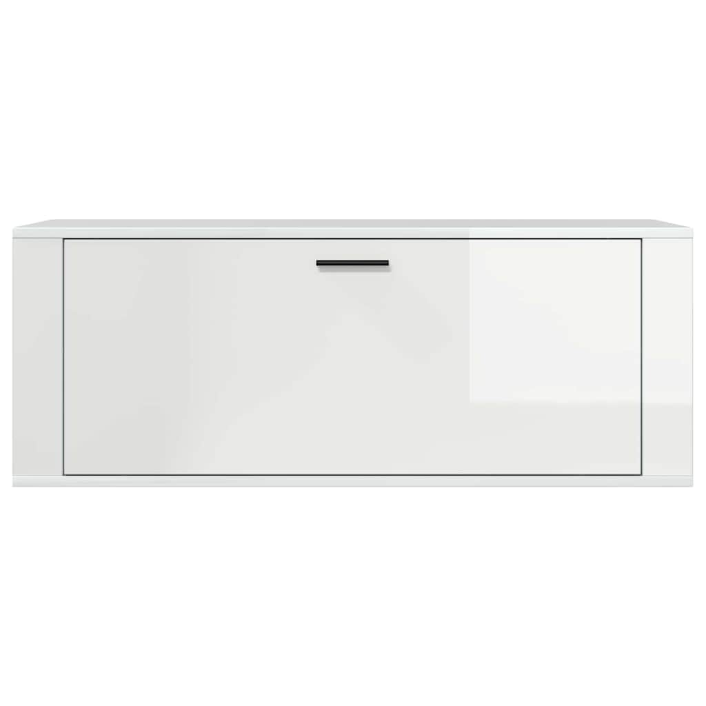 Wall Shoe Cabinet High Gloss White 100x35x38 cm Engineered Wood