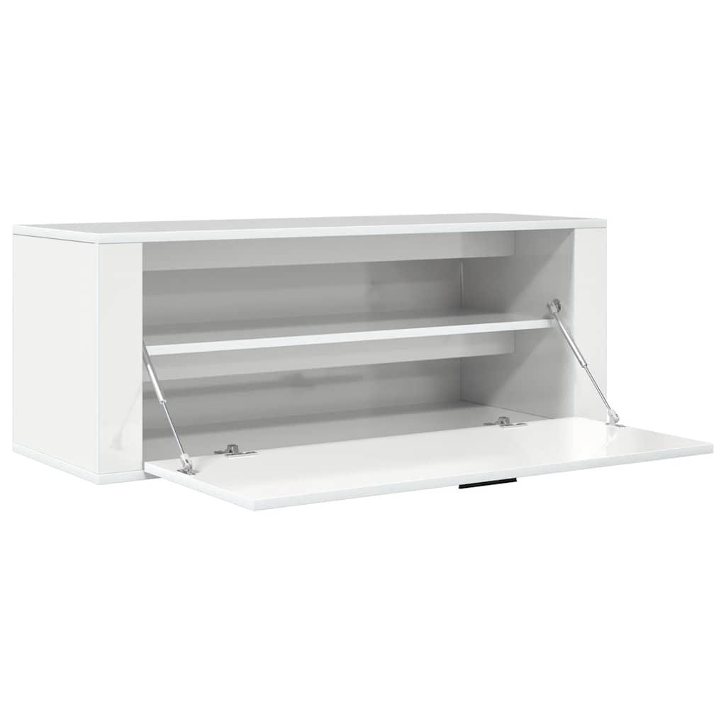 Wall Shoe Cabinet High Gloss White 100x35x38 cm Engineered Wood