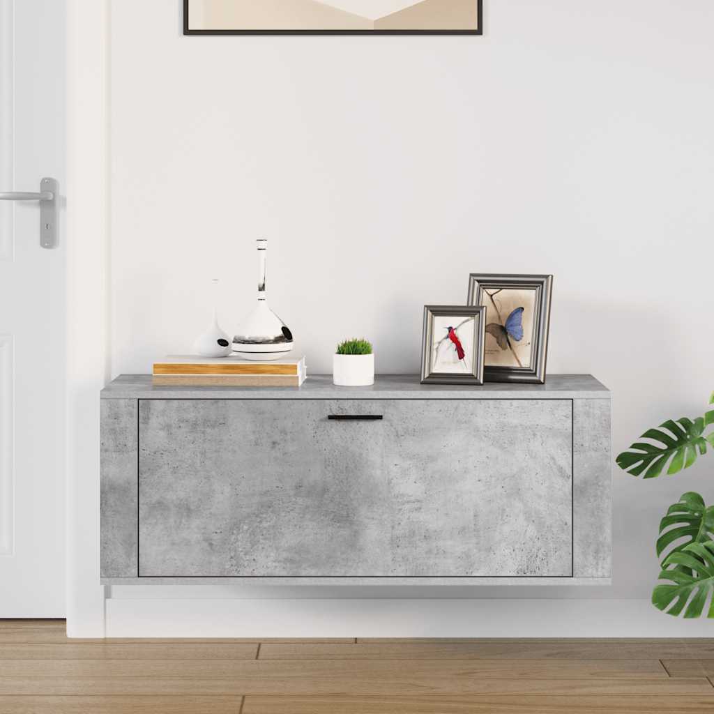 Wall Shoe Cabinet Concrete Grey 100x35x38 cm Engineered Wood