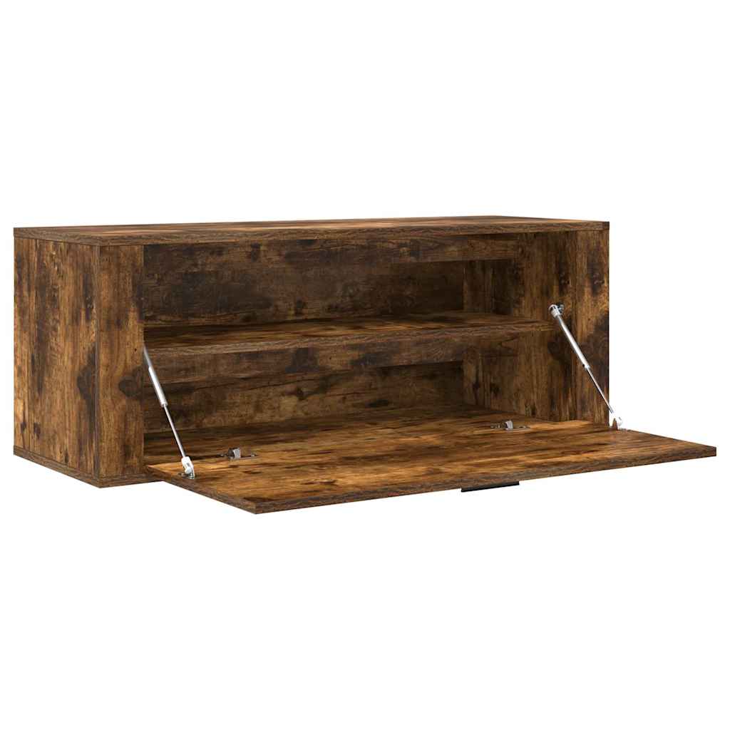 Wall Shoe Cabinet Smoked Oak 100x35x38 cm Engineered Wood