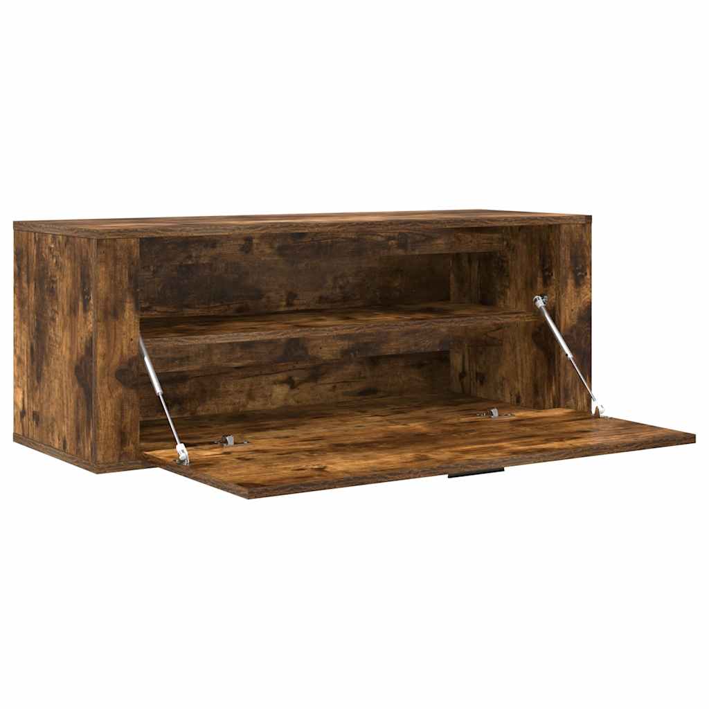 Wall Shoe Cabinet Smoked Oak 100x35x38 cm Engineered Wood