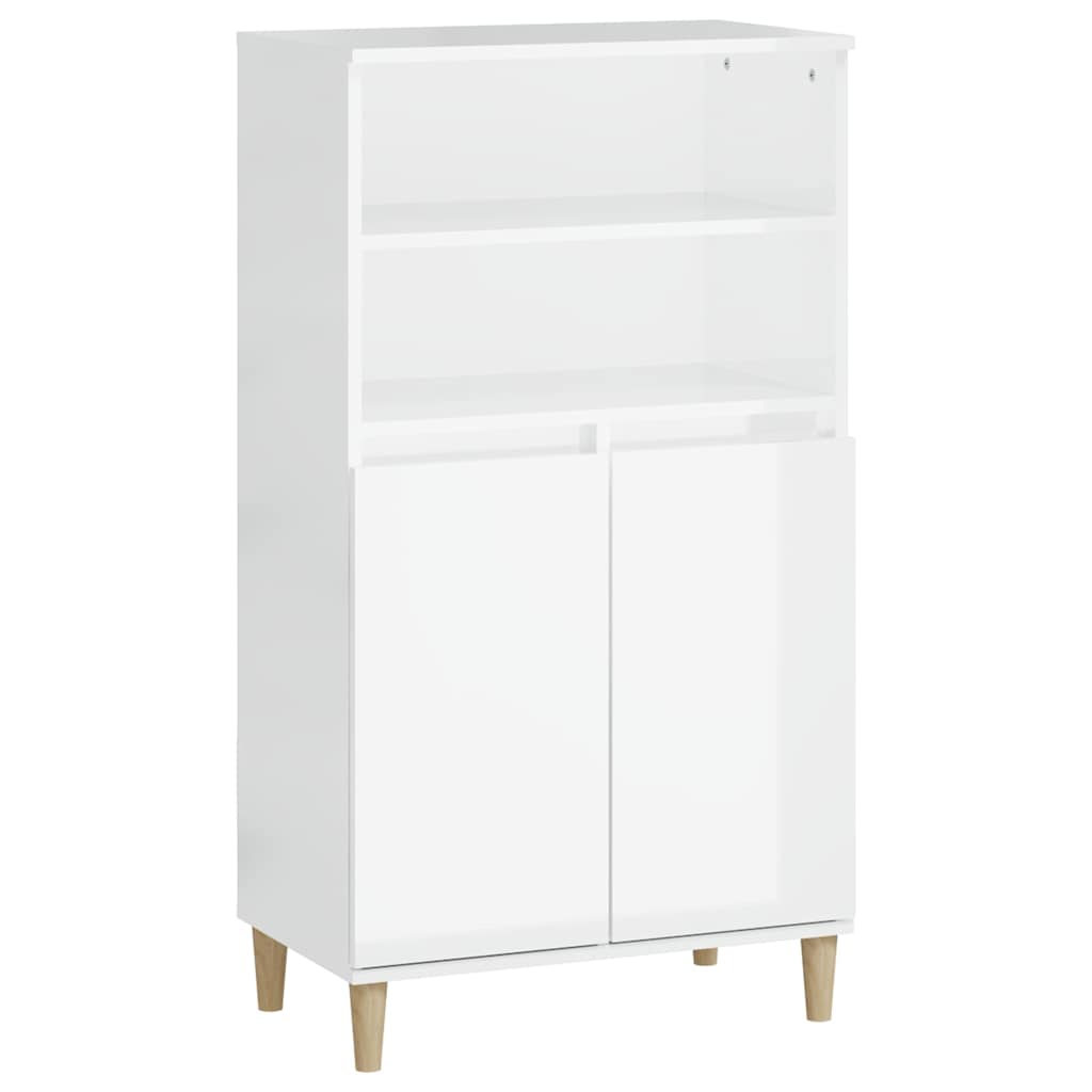 Highboard High Gloss White 60 x 36 x 110 cm Engineered Wood
