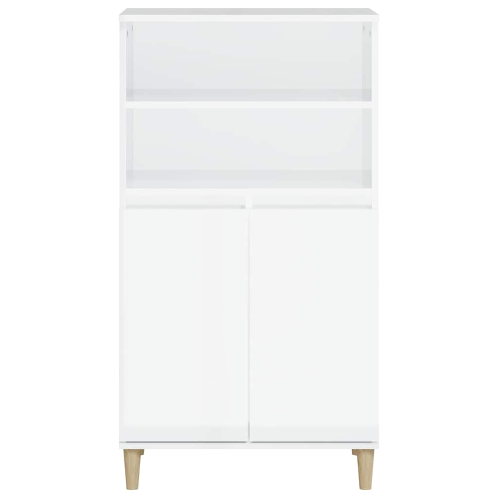 Highboard High Gloss White 60 x 36 x 110 cm Engineered Wood