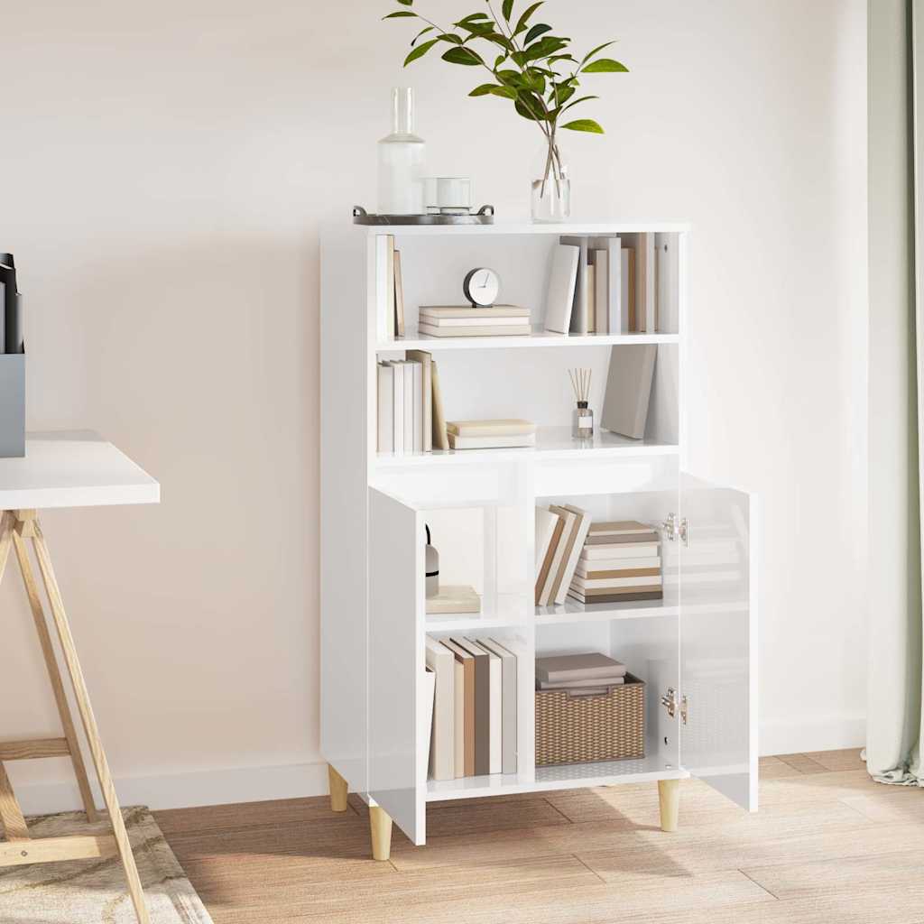 Highboard High Gloss White 60 x 36 x 110 cm Engineered Wood