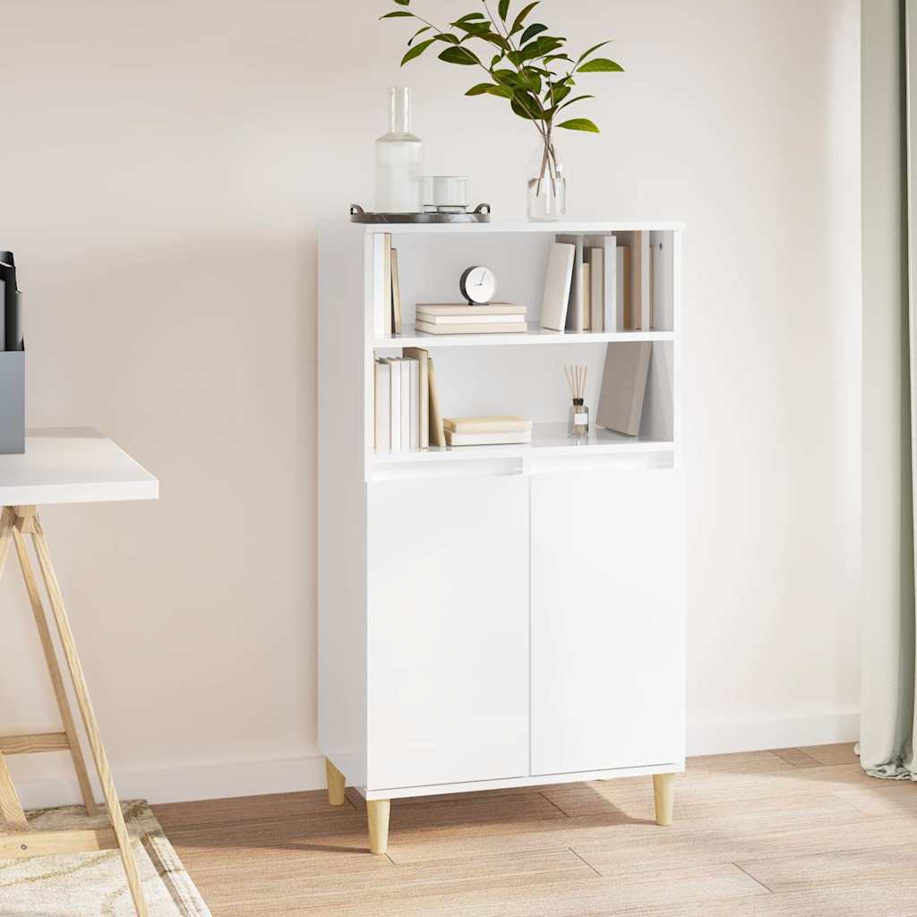 Highboard High Gloss White 60 x 36 x 110 cm Engineered Wood
