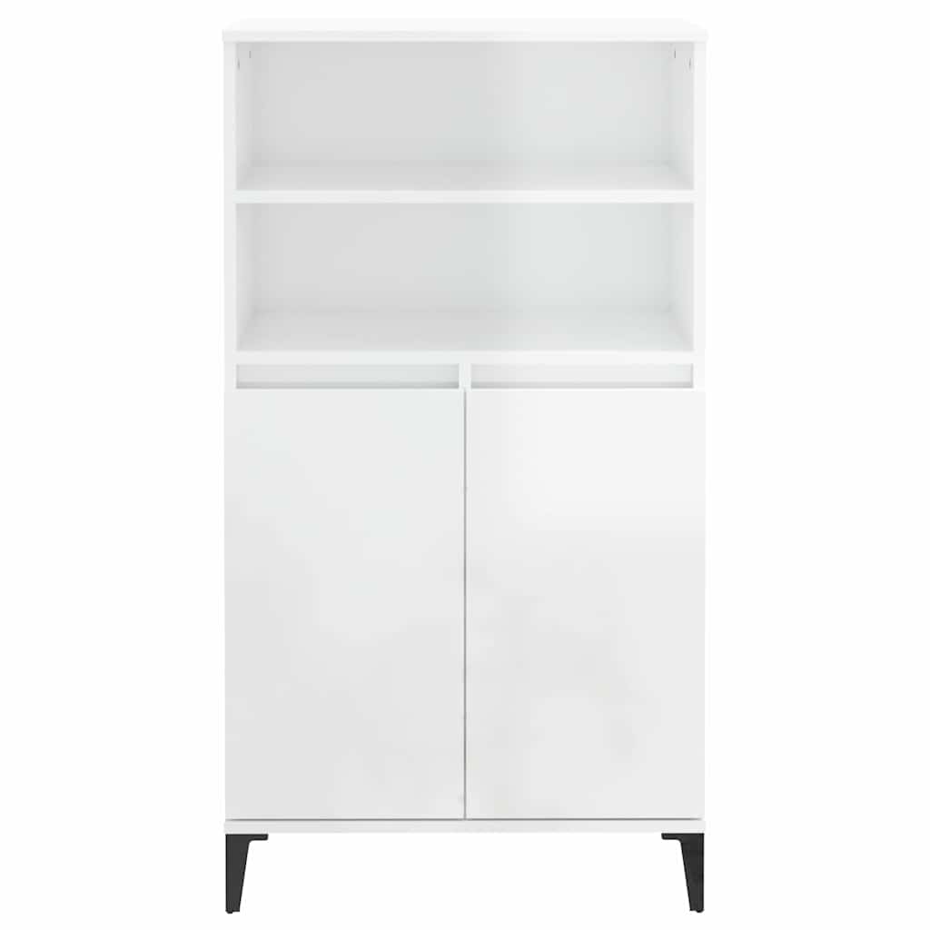 Highboard High Gloss White 60 x 36 x 110 cm Engineered Wood