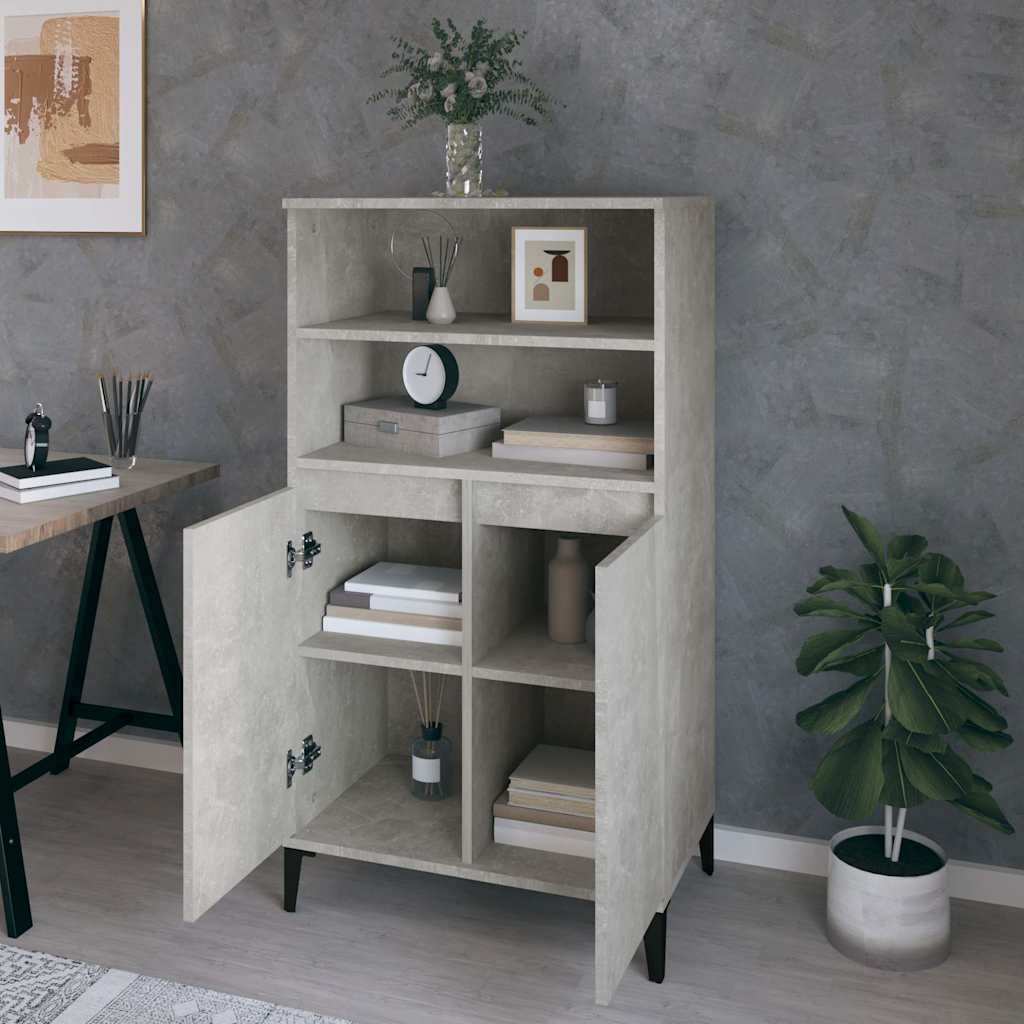 Highboard Concrete Grey 60 x 36 x 110 cm Engineered Wood