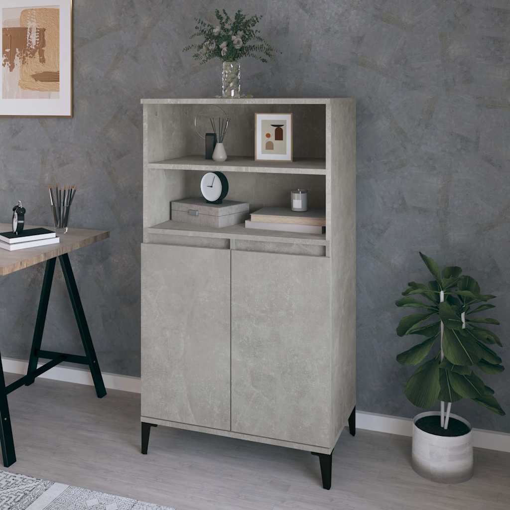 Highboard Concrete Grey 60 x 36 x 110 cm Engineered Wood