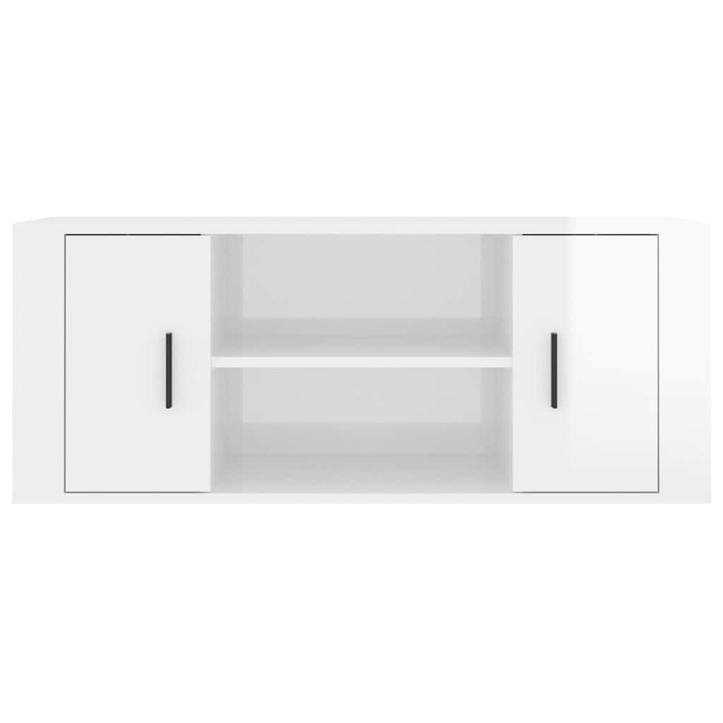 TV Cabinet High Gloss White 100x35x40 cm Engineered Wood