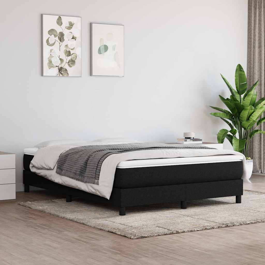 Box Spring Bed Frame Black Full Fabric