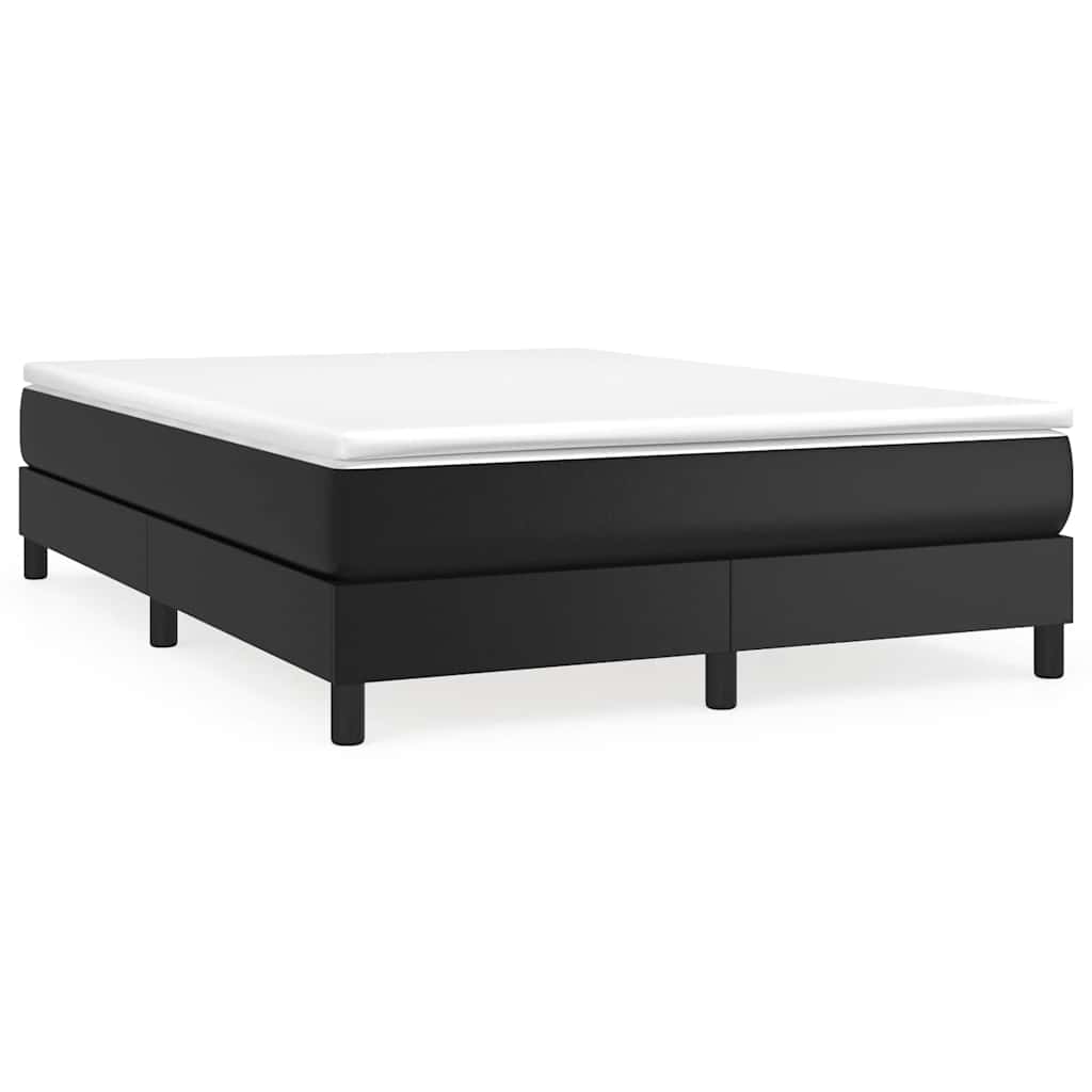 Box Spring Bed Frame Black Full Faux Leather