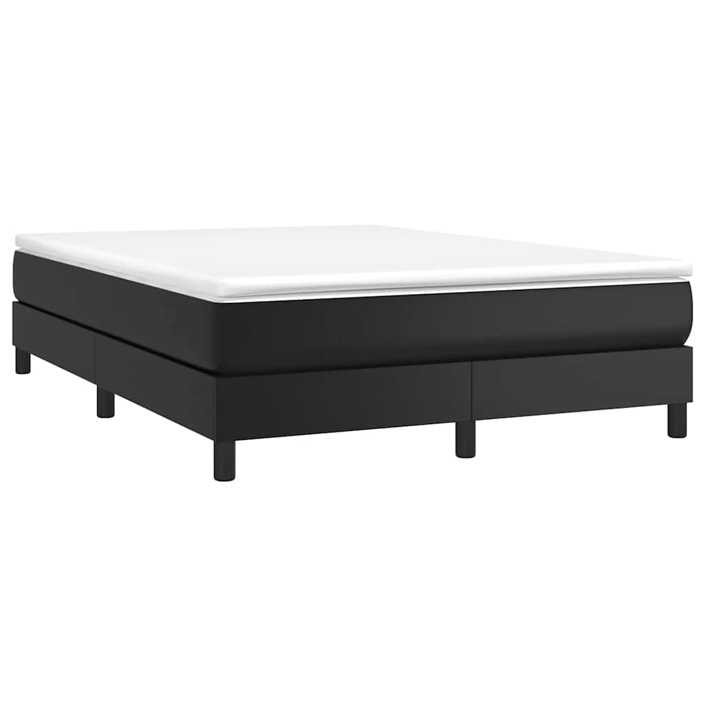 Box Spring Bed Frame Black Full Faux Leather