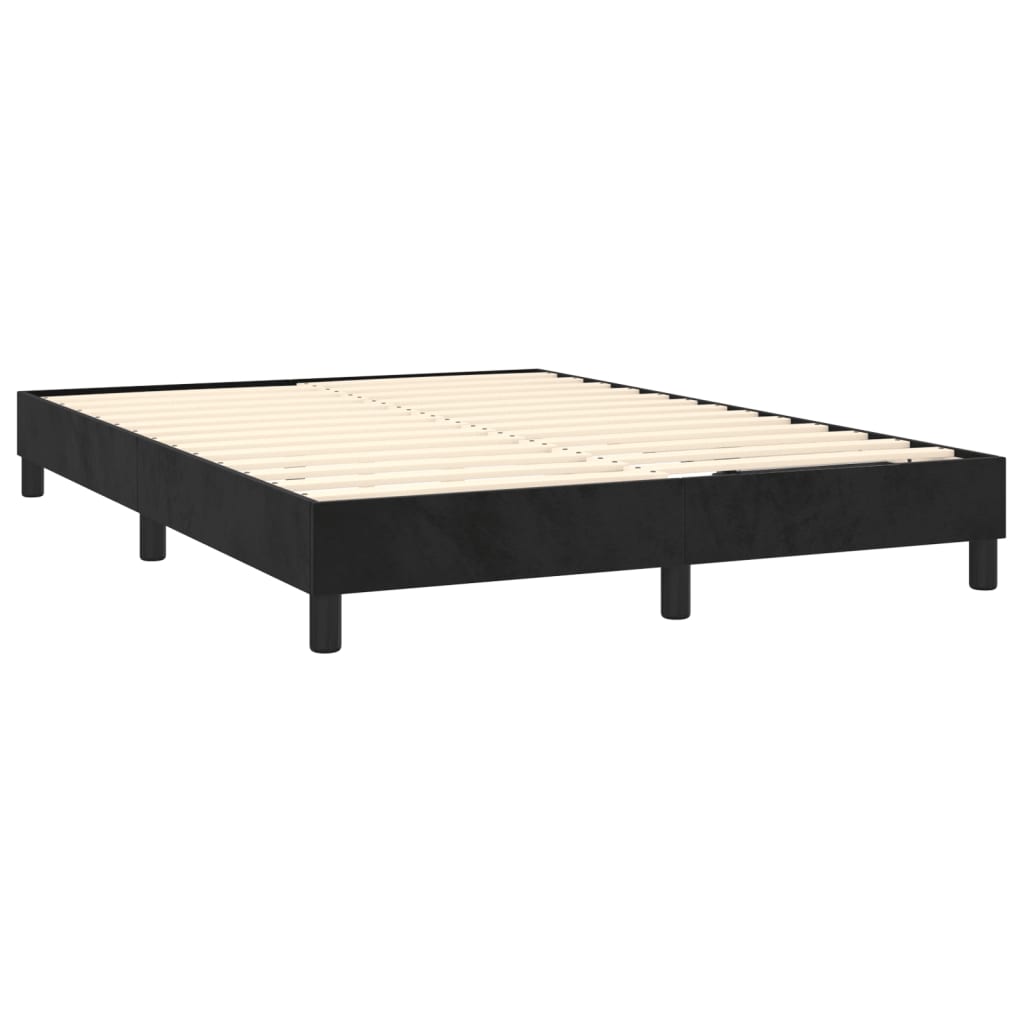 Box Spring Bed Frame Black Double Velvet