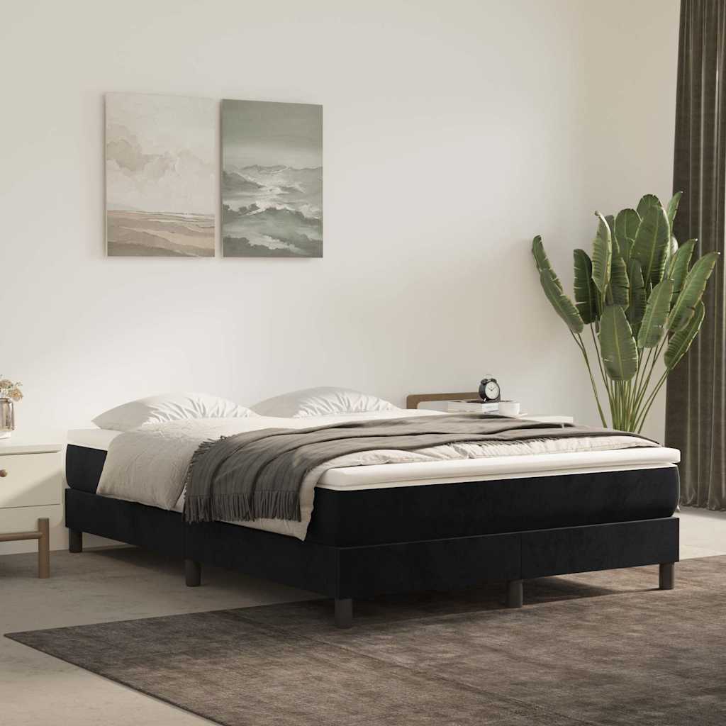 Box Spring Bed Frame Black Full Velvet