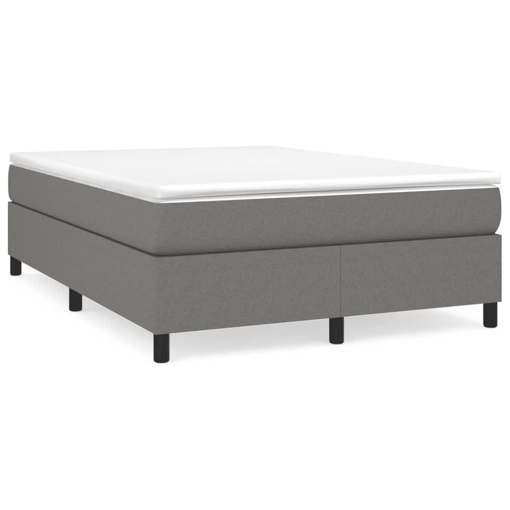 Box Spring Bed Frame Dark Grey Fabric