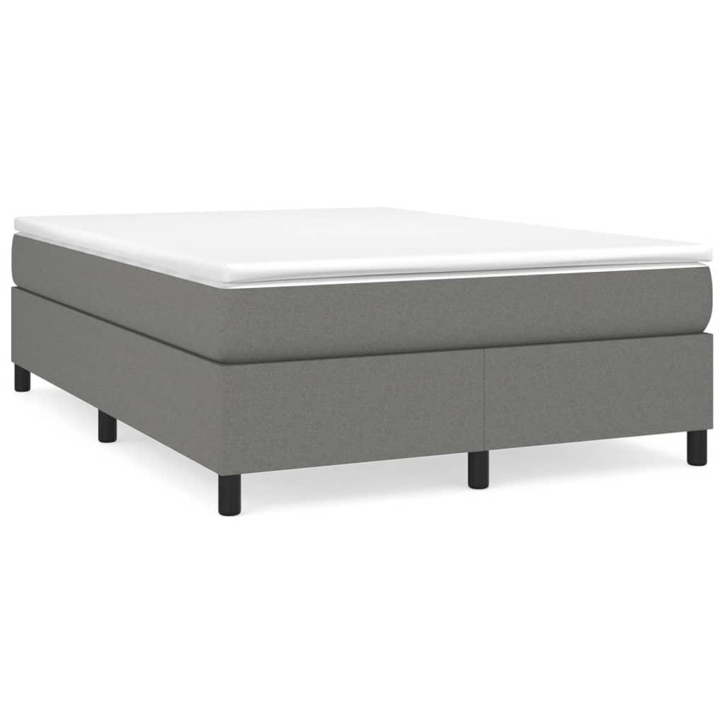 Box Spring Bed Frame Dark Grey Queen Fabric