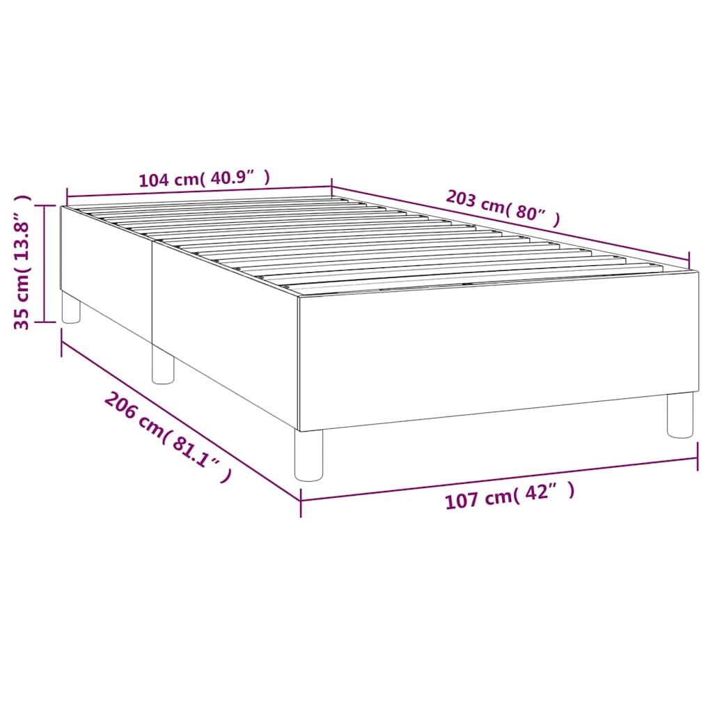Box Spring Bed Frame Dark Grey 107x203 cm King Single Fabric