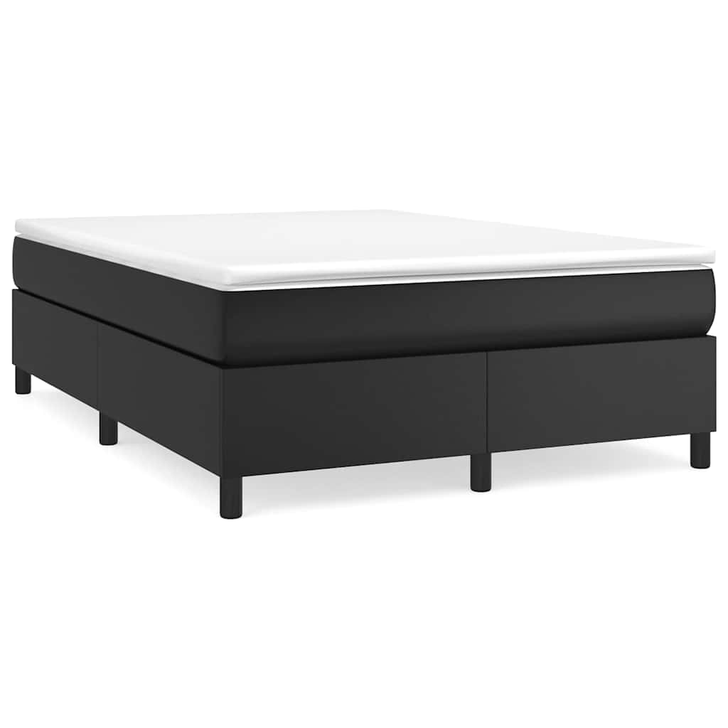Box Spring Bed Frame Black Faux Leather