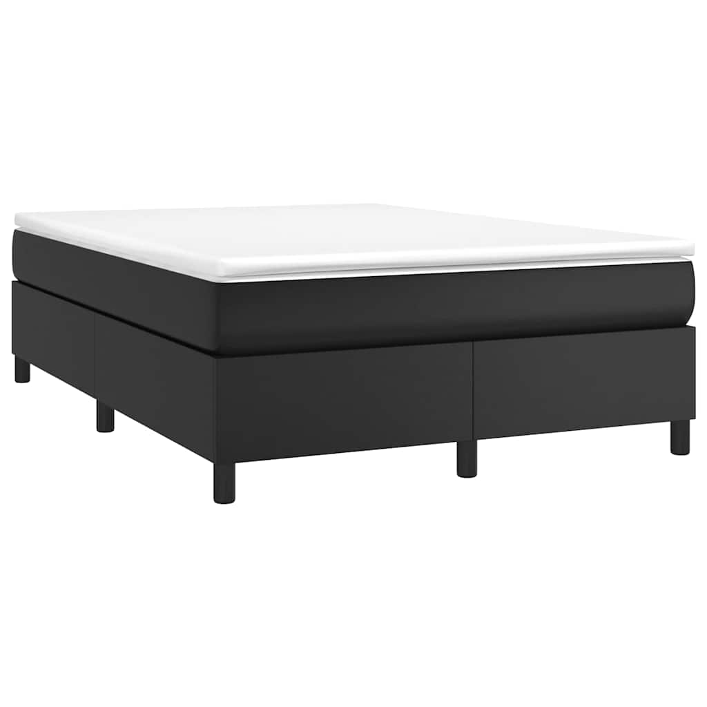 Box Spring Bed Frame Black Faux Leather