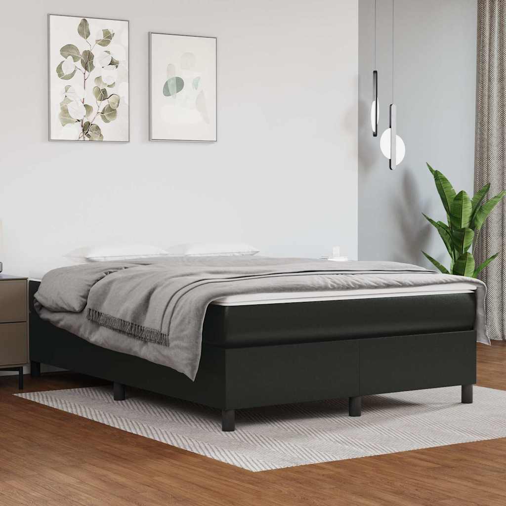 Box Spring Bed Frame Black Faux Leather