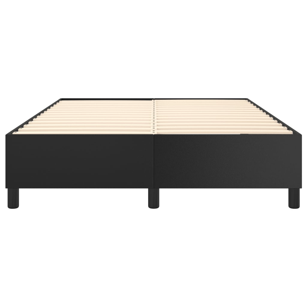 Box Spring Bed Frame Black Queen Faux Leather