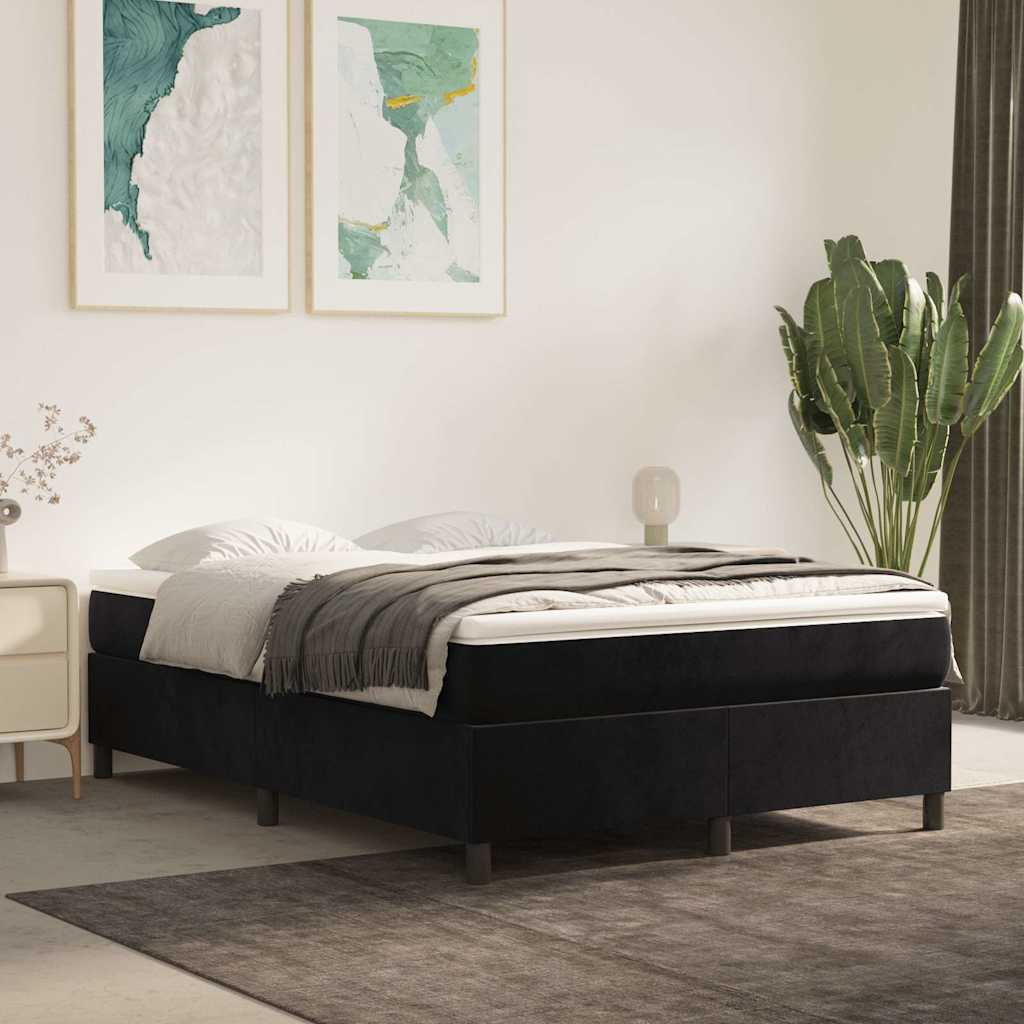 Box Spring Bed Frame Black Full Velvet