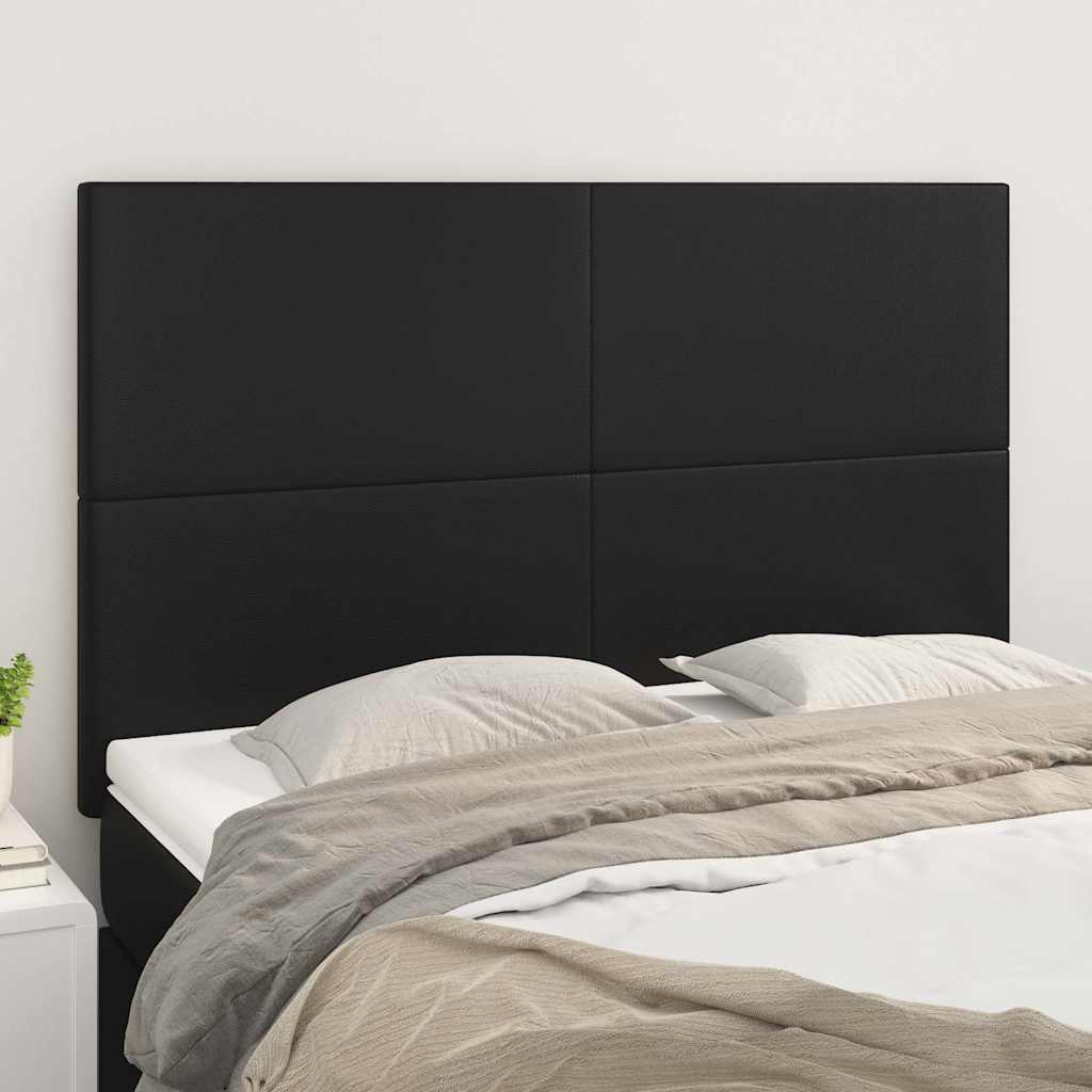 Headboard Black 144x5x118/128 cm Faux Leather