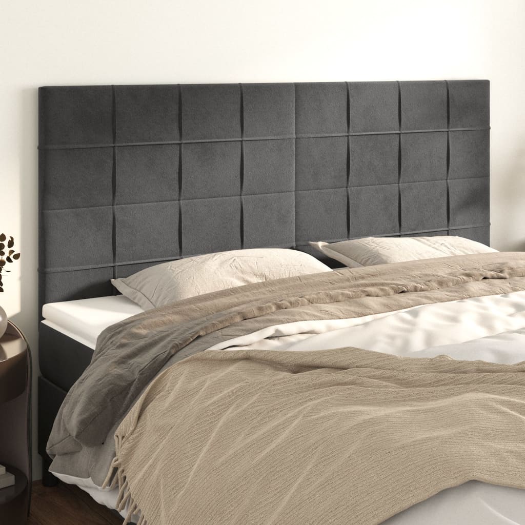 Headboard Dark Grey 200x5x118/128 cm Velvet