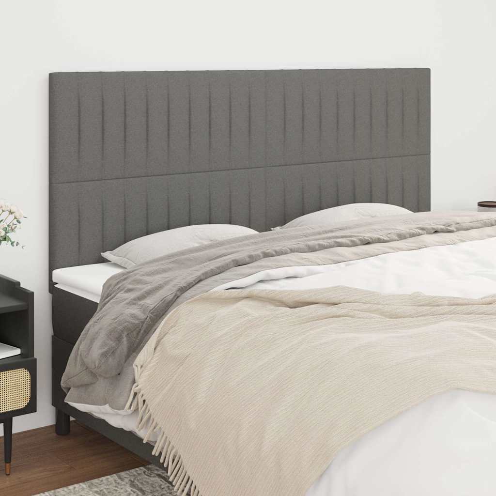 Headboard Dark Grey 160x5x118/128 cm Fabric