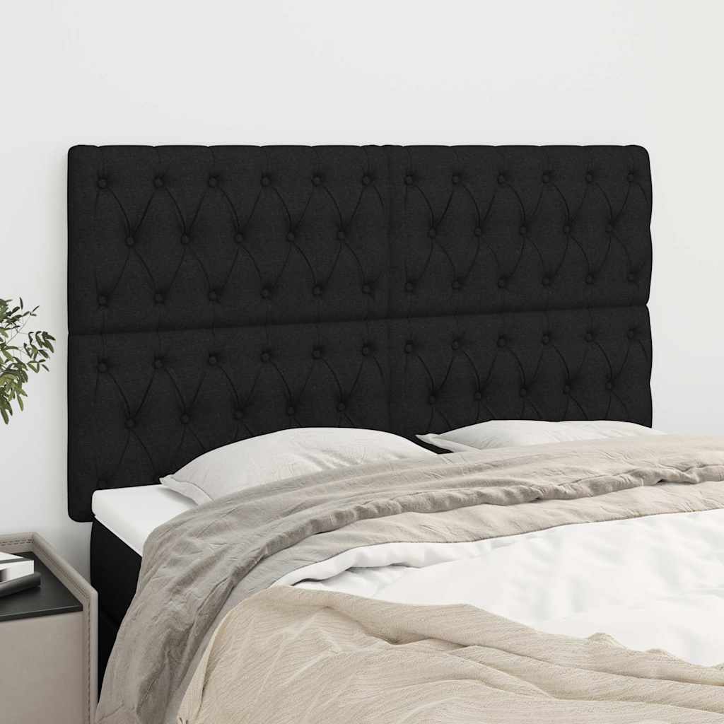 Headboard Black 144x7x118/128 cm Fabric